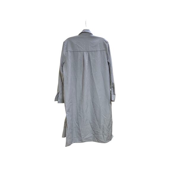 Mo & Co long sleeve blue striped button down dress with patches and beadwork - Picture 2 of 7